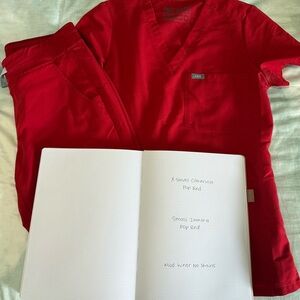 Figs Women's Scrub Set in Pop Red